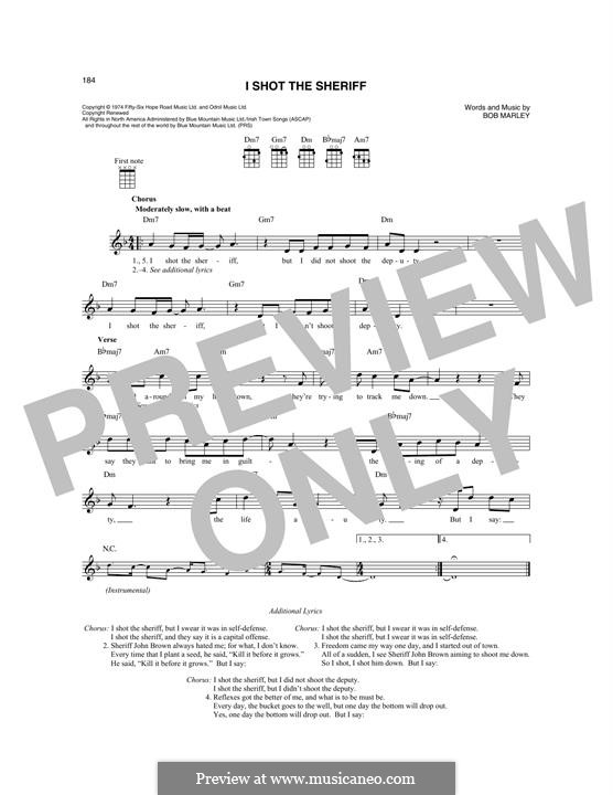 I Shot the Sheriff: For mandolin by Bob Marley