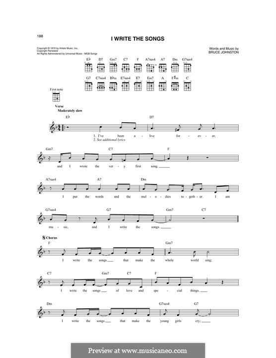 I Write the Songs (Barry Manilow): For mandolin by Bruce Johnston