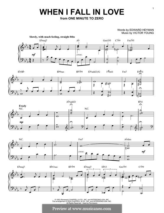 When I Fall in Love (Celine Dion): Для фортепиано by Victor Young