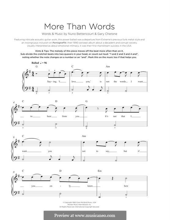 More Than Words (Extreme): Для фортепиано by Gary Cherone, Nuno Bettencourt