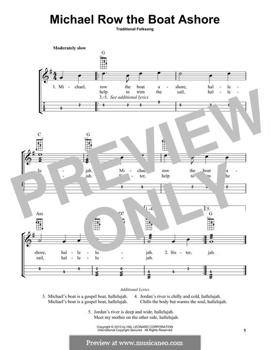 Michael Row the Boat Ashore: For mandolin by folklore