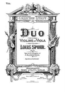 Большой дуэт для скрипки и альта, Op.13: Партии by Луи Шпор