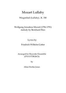 Колыбельная, K.350: For wind ensemble by Вольфганг Амадей Моцарт