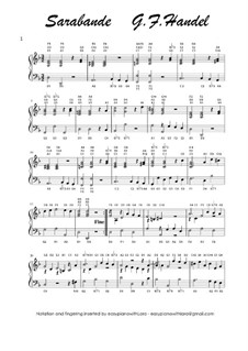 Сюита No.4 ре минор, HWV 437: Sarabande (with notation and fingering) by Георг Фридрих Гендель
