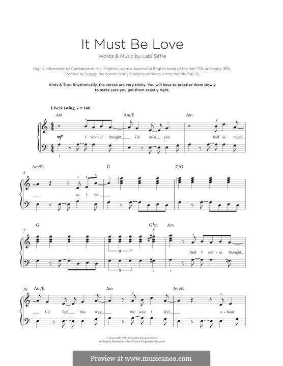 It Must Be Love (Madness): Для фортепиано by Labi Siffre