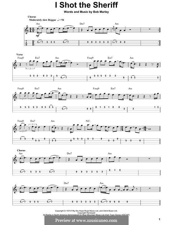 I Shot the Sheriff: For mandolin by Bob Marley
