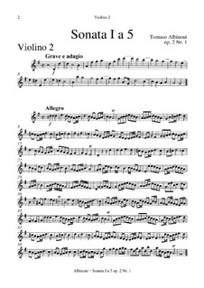 Шесть сонат для струнных и бассо континуо, Op.2: Весь сборник – партия второй скрипки by Томазо Альбинони