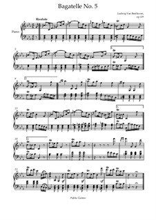 Одиннадцать новых багателей для фортепиано, Op.119: Bagatelle No.5 by Людвиг ван Бетховен