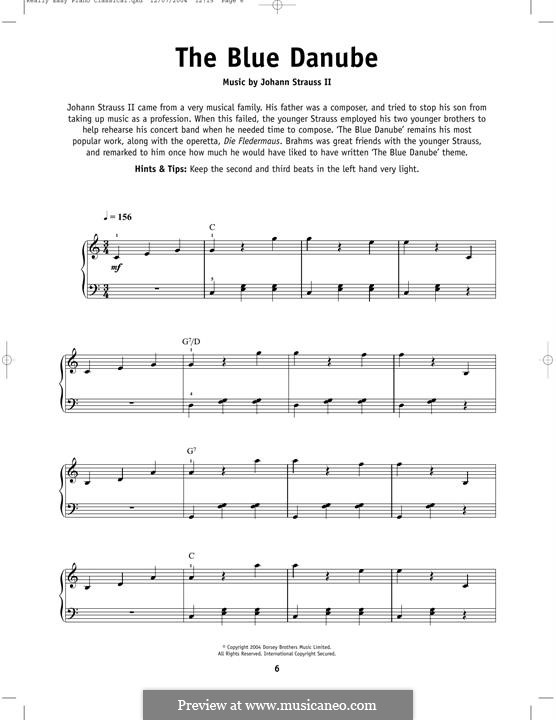 На прекрасном голубом Дунае, для фортепиано, Op.314: Для одного исполнителя by Иоганн Штраус (младший)