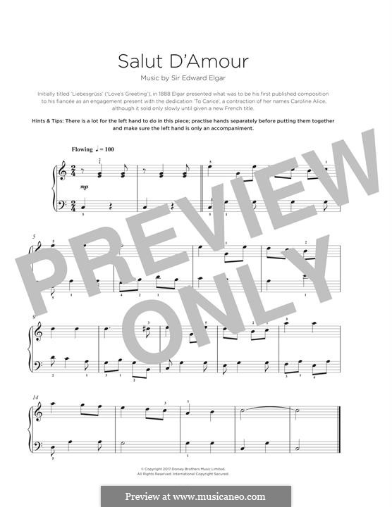 Любовное приветствие, Op.12: Для фортепиано by Эдуард Элгар