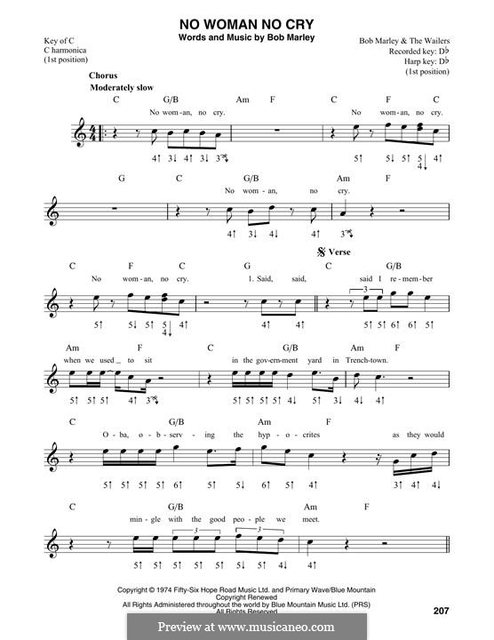 No Woman No Cry (Bob Marley): For harmonica by Vincent Ford