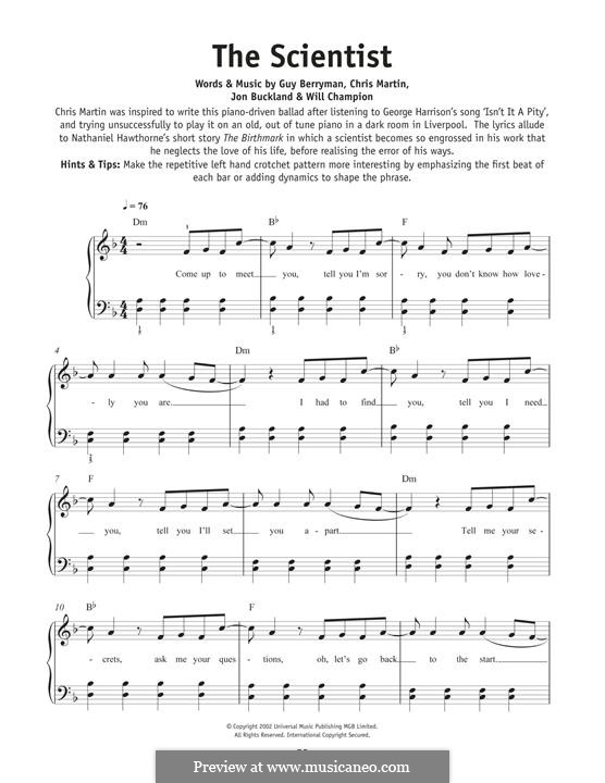 The Scientist (Coldplay): Для фортепиано by Chris Martin, Guy Berryman, Jonny Buckland, Will Champion