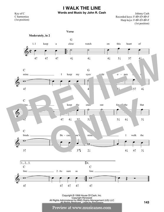I Walk the Line: For harmonica by Johnny Cash