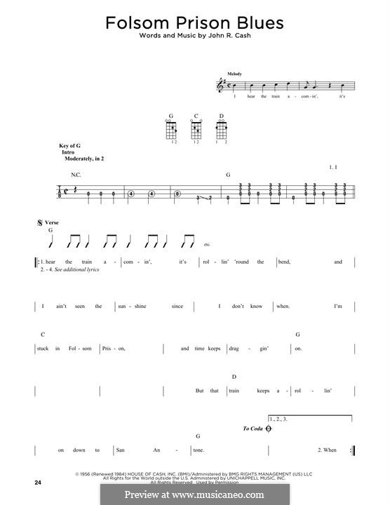 Folsom Prison Blues: For mandolin by Johnny Cash