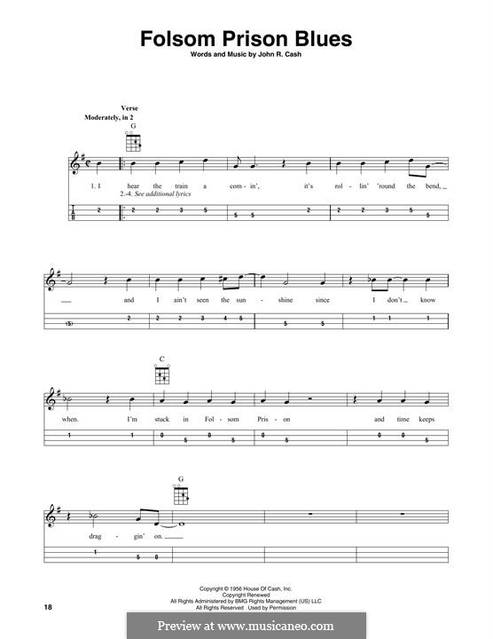 Folsom Prison Blues: For mandolin by Johnny Cash