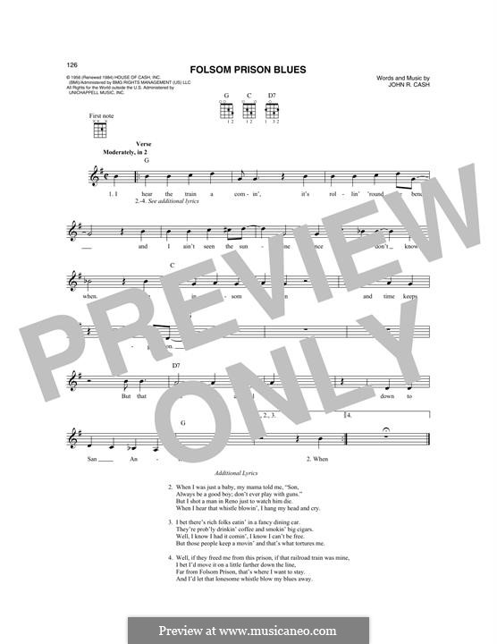Folsom Prison Blues: For mandolin by Johnny Cash