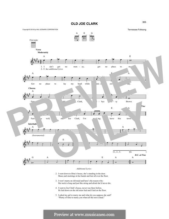 Old Joe Clark: For mandolin by folklore