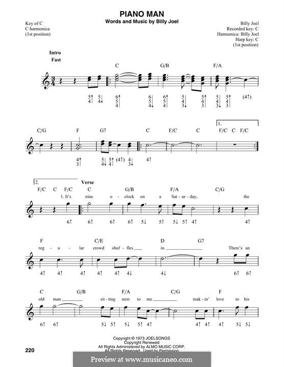 Piano Man: For harmonica by Billy Joel