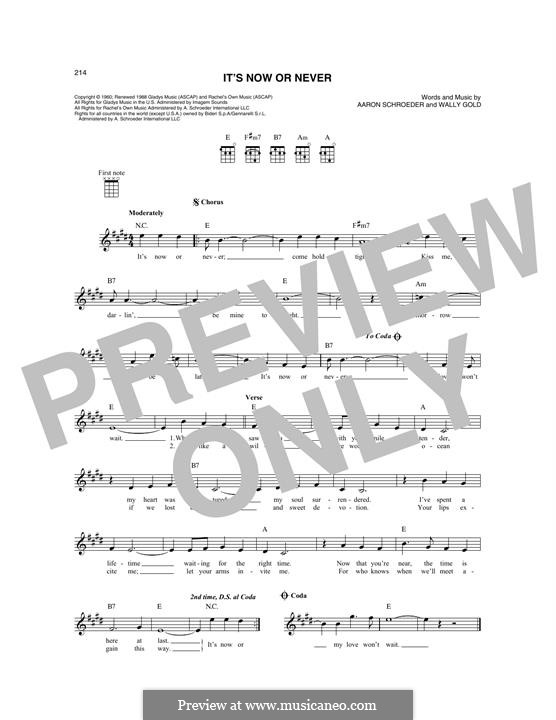 It's Now or Never (Elvis Presley): For mandolin by Eduardo di Capua, Aaron Schroeder, Wally Gold