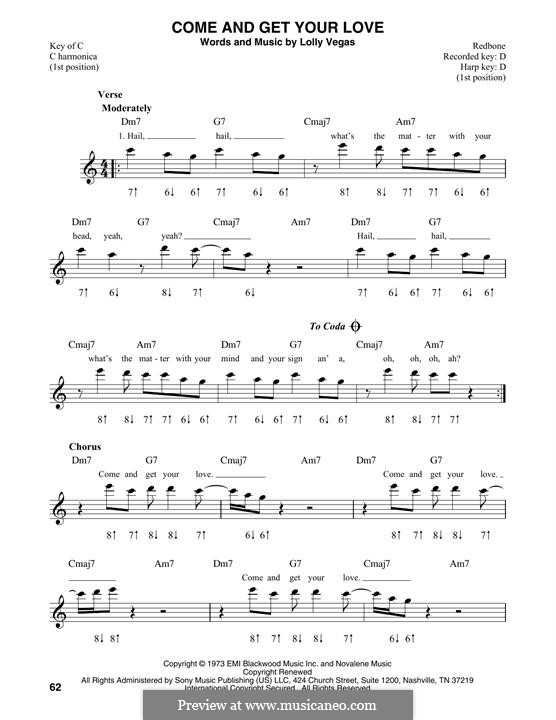 Come and Get Your Love: For harmonica by Lolly Vegas