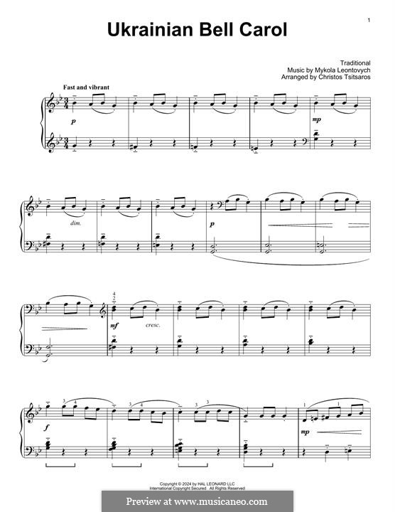 Piano version: Для одного исполнителя by Mykola Leontovych