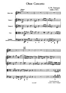 Концерт для гобоя, струнных и бассо континуо фа минор, TWV 51:f1: Партитура by Георг Филипп Телеманн