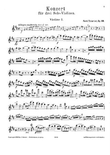 Тройной концерт для трёх скрипок с оркестром (или фортепиано) ре мажор: Партия первой солирующей скрипки by Фердинанд Тьерио