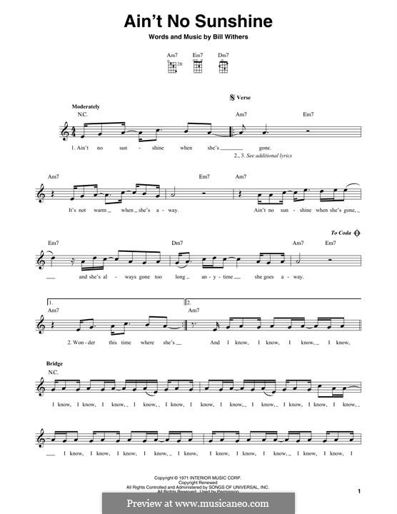 Ain't No Sunshine: For mandolin by Bill Withers