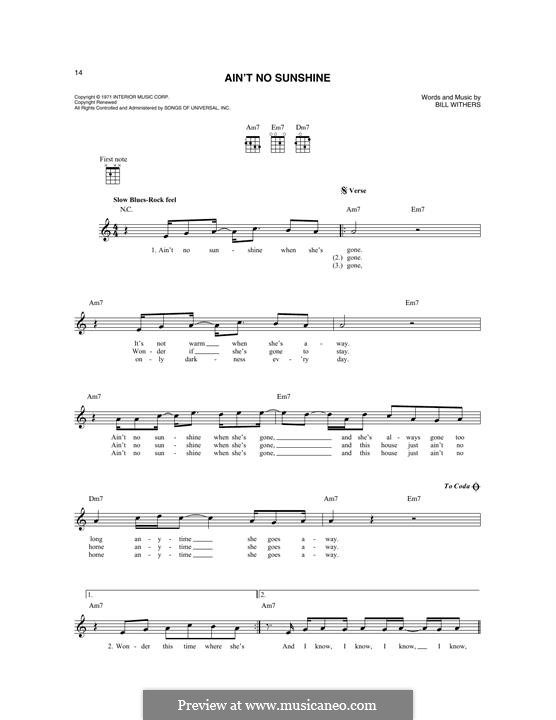 Ain't No Sunshine: For mandolin by Bill Withers