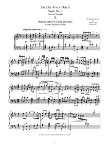 Античные танцы и арии для лютни. Сюита No.1: Версия для фортепиано by Отторино Респиги