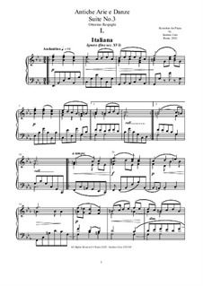 Antiche danze et arie per liuto. Suite No.3: Версия для фортепиано by Отторино Респиги