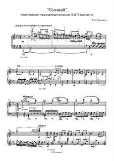 Двенадцать романсов, TH 106 Op.60: No.4 Соловей, для фортепиано by Петр Чайковский