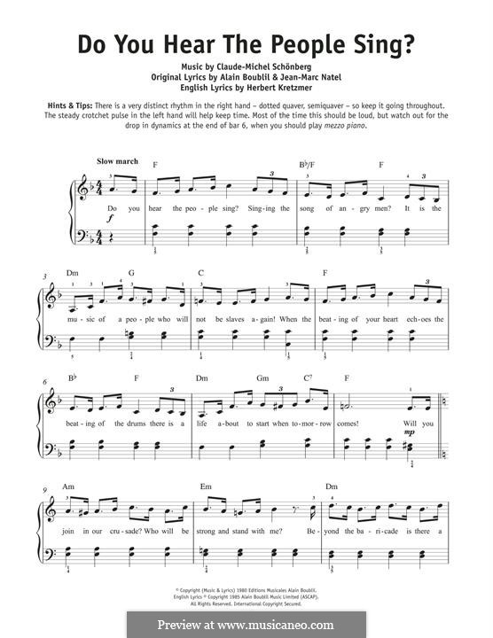 Do You Hear the People Sing: Для фортепиано by Claude-Michel Schönberg