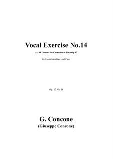 Сорок уроков для контральто или баса, Op.17: Exercise No.14 by Джузеппе Конконе