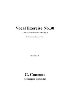 Сорок уроков для контральто или баса, Op.17: Exercise No.30 by Джузеппе Конконе