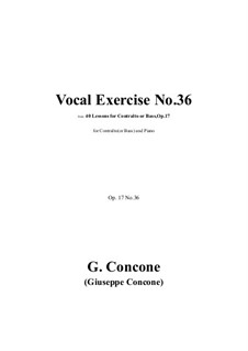 Сорок уроков для контральто или баса, Op.17: Exercise No.36 by Джузеппе Конконе