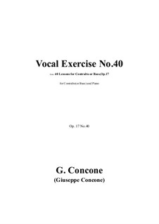 Сорок уроков для контральто или баса, Op.17: Exercise No.40 by Джузеппе Конконе