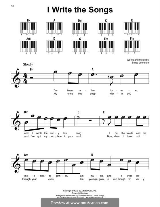I Write the Songs (Barry Manilow): Для фортепиано by Bruce Johnston