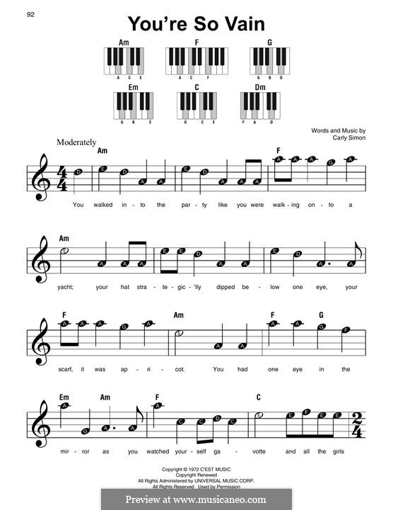 You're So Vain: Для фортепиано by Carly Simon