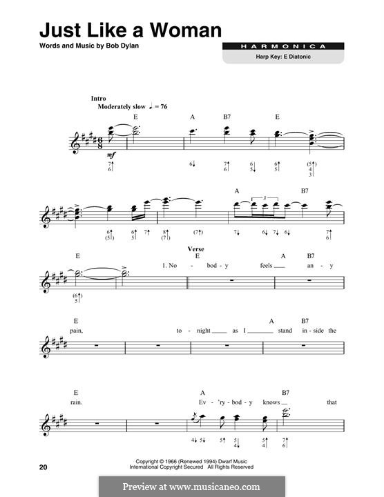 Just Like a Woman: For harmonica by Bob Dylan