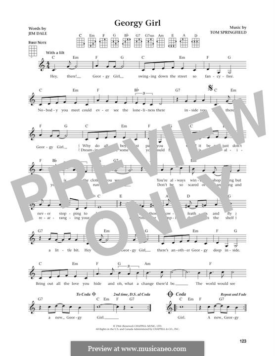 Georgy Girl (The Seekers): Для укулеле by Jim Dale, Tom Springfield