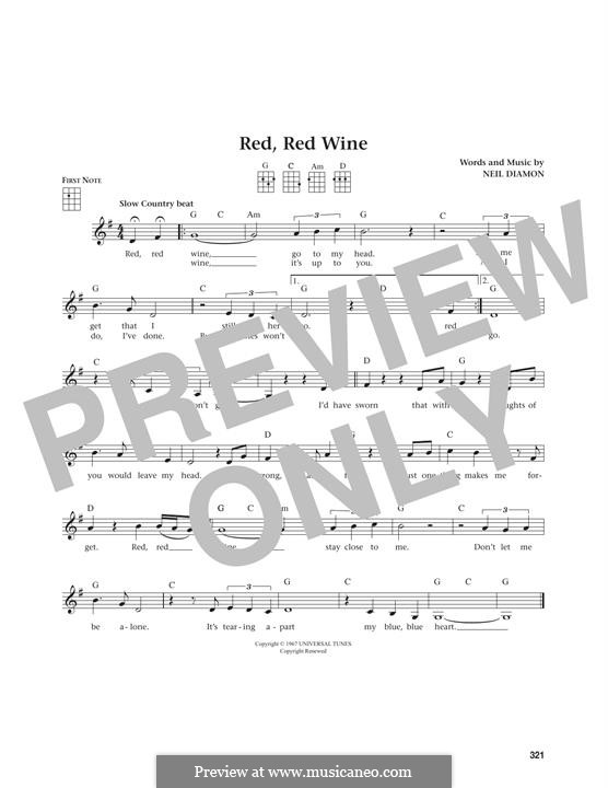 Red, Red Wine (UB40): Для укулеле by Neil Diamond