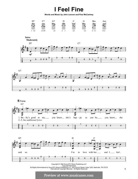 I Feel Fine (The Beatles): For mandolin by John Lennon, Paul McCartney