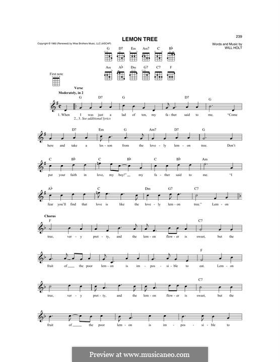Lemon Tree: For mandolin by Will Holt