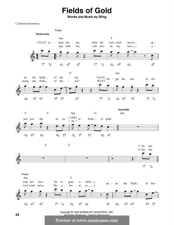 Fields of Gold: For harmonica by Sting