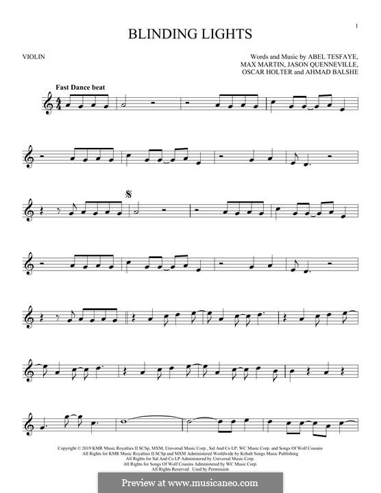 Blinding Lights (The Weeknd): Для скрипки by Max Martin, Abel Tesfaye, Ahmad Balshe, Jason Quenneville, Oscar Holter