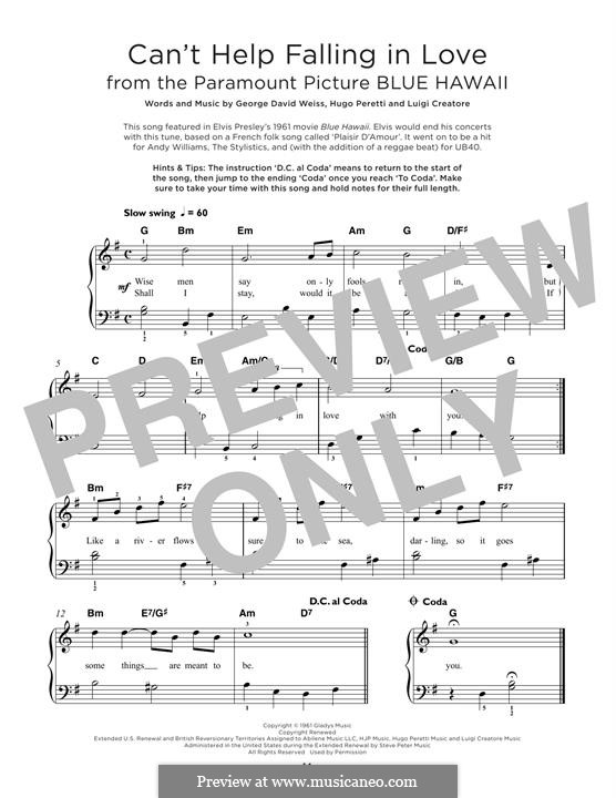 Piano version: Для одного исполнителя by George David Weiss, Hugo Peretti, Luigi Creatore