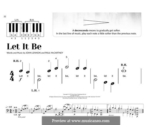 Piano version: Easy notes by John Lennon, Paul McCartney