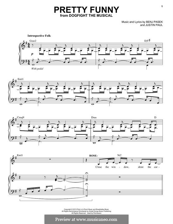 Pretty Funny (from Dogfight the Musical): Для голоса и фортепиано by Justin Paul, Benj Pasek