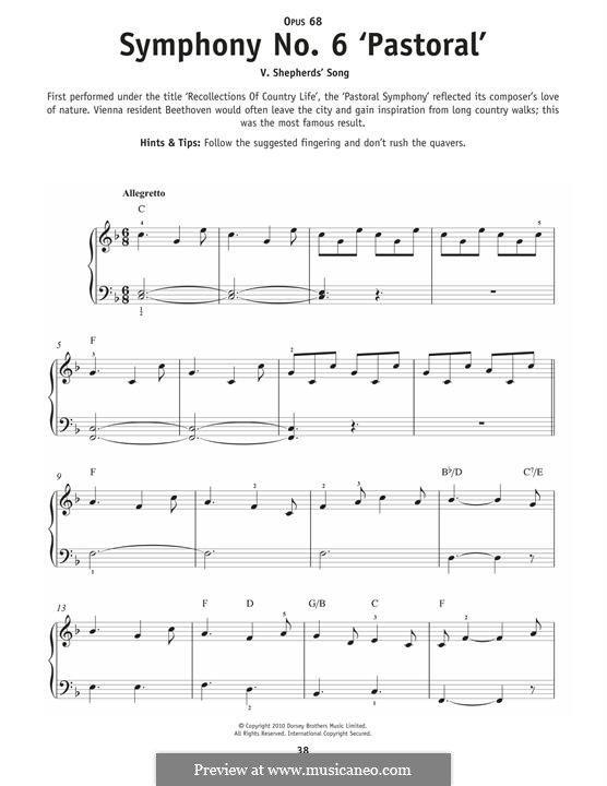 Часть I. Пробуждение радостных чувств от прибытия в деревню: Excerpt, for piano by Людвиг ван Бетховен